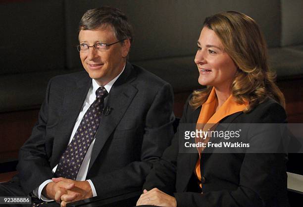Philanthropists, Bill and Melinda Gates are interviewed by Charles Gibson of "World News" to discuss the "Living Proof Project" on October 27, 2009...