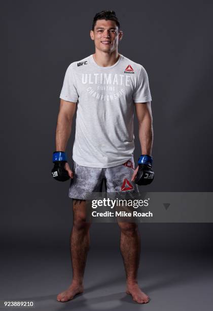 Alan Jouban poses for a portrait backstage after his victory over Ben Saunders during the UFC Fight Night event at Amway Center on February 24, 2018...