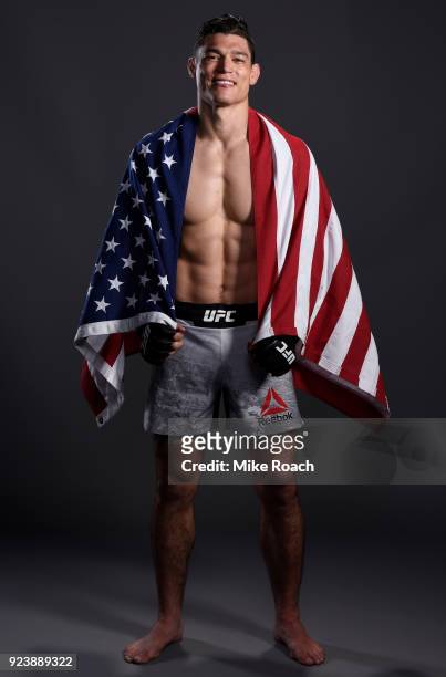 Alan Jouban poses for a portrait backstage after his victory over Ben Saunders during the UFC Fight Night event at Amway Center on February 24, 2018...