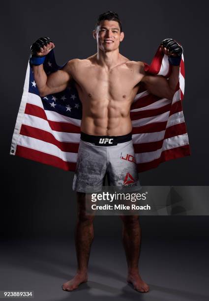 Alan Jouban poses for a portrait backstage after his victory over Ben Saunders during the UFC Fight Night event at Amway Center on February 24, 2018...