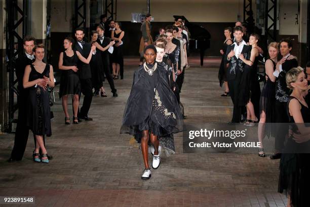 Model walks the runway at the Antonio Marras Ready to Wear Fall/Winter 2018-2019 fashion show during Milan Fashion Week Fall/Winter 2018/19 on...