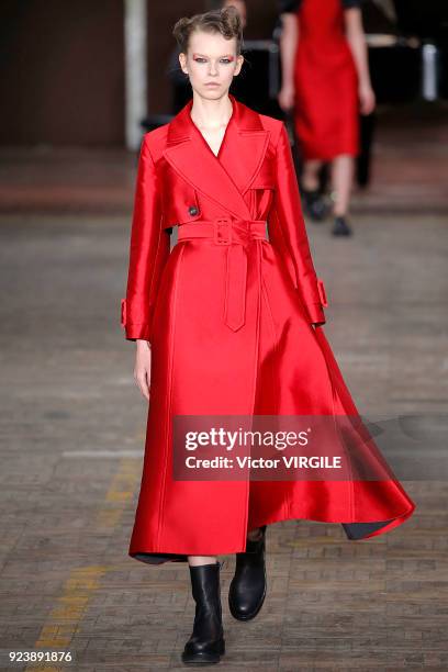 Model walks the runway at the Antonio Marras Ready to Wear Fall/Winter 2018-2019 fashion show during Milan Fashion Week Fall/Winter 2018/19 on...