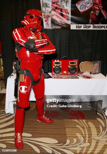 Cosplay model Eugene Stryder Brown dressed as the Hip Hop Trooper attends Vegas Toy Con at the Circus Circus Las Vegas on February 24, 2018 in Las...