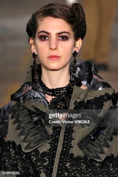 Model walks the runway at the Antonio Marras Ready to Wear Fall/Winter 2018-2019 fashion show during Milan Fashion Week Fall/Winter 2018/19 on...