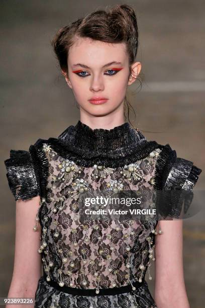 Model walks the runway at the Antonio Marras Ready to Wear Fall/Winter 2018-2019 fashion show during Milan Fashion Week Fall/Winter 2018/19 on...