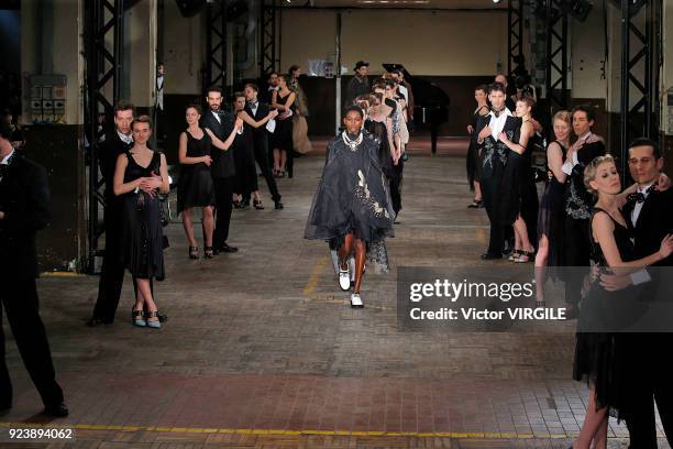 Model walks the runway at the Antonio Marras Ready to Wear Fall/Winter 2018-2019 fashion show during Milan Fashion Week Fall/Winter 2018/19 on...