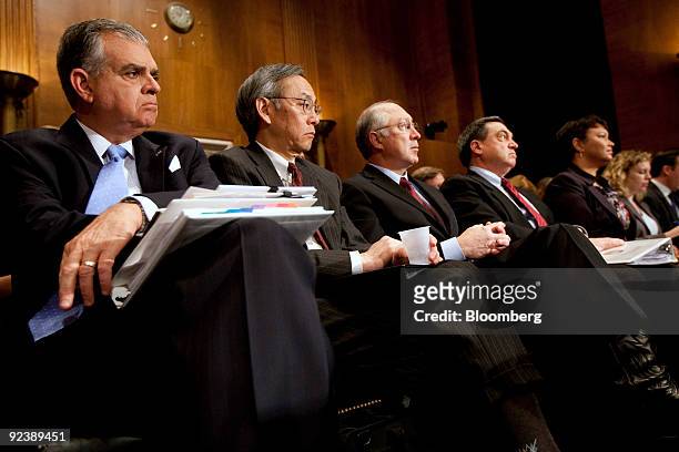 Ray LaHood, U.S. Transportation secretary, left to right, Steven Chu, U.S. Energy secretary, Ken Salazar, U.S. Secretary of the interior, Jon...