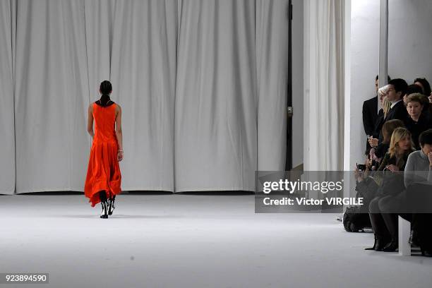 Model walks the runway at the Sportmax Ready to Wear Fall/Winter 2018-2019 fashion show during Milan Fashion Week Fall/Winter 2018/19 on February 23,...