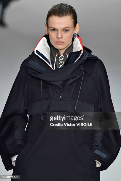 Model walks the runway at the Sportmax Ready to Wear Fall/Winter 2018-2019 fashion show during Milan Fashion Week Fall/Winter 2018/19 on February 23,...