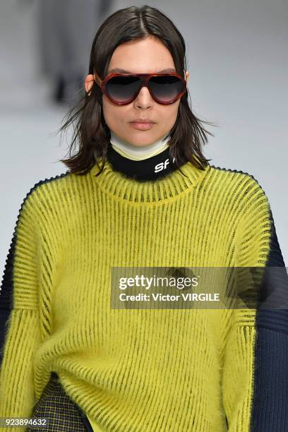 Charlee Fraser walks the runway at the Sportmax Ready to Wear Fall/Winter 2018-2019 fashion show during Milan Fashion Week Fall/Winter 2018/19 on...