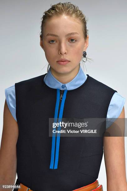 Model walks the runway at the Sportmax Ready to Wear Fall/Winter 2018-2019 fashion show during Milan Fashion Week Fall/Winter 2018/19 on February 23,...