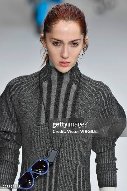 Model walks the runway at the Sportmax Ready to Wear Fall/Winter 2018-2019 fashion show during Milan Fashion Week Fall/Winter 2018/19 on February 23,...