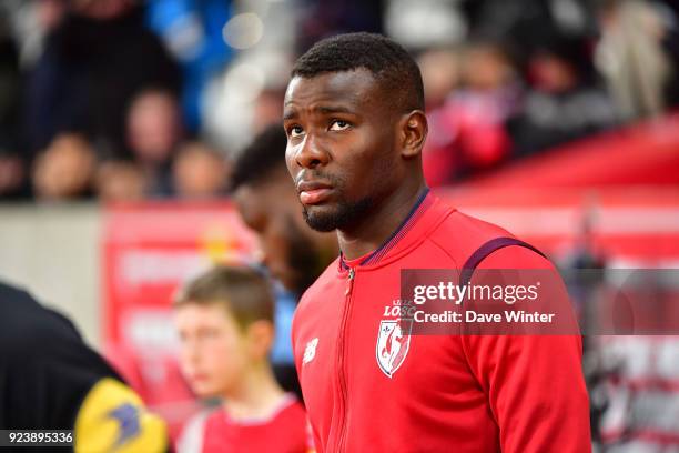 Captain Ibrahim Amadou of Lille leaves his side out for the Ligue 1 match between Lille OSC and Angers SCO at Stade Pierre Mauroy on February 24,...