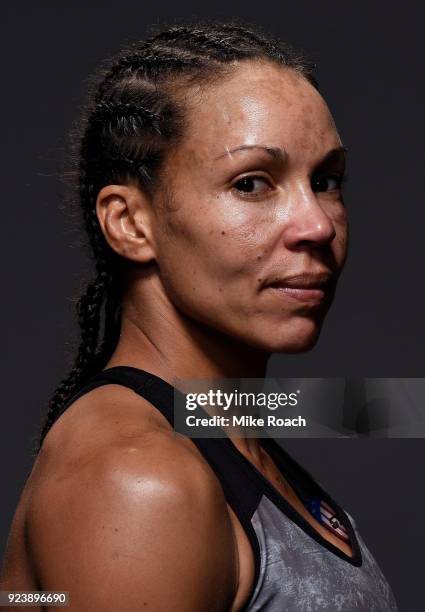 Marion Reneau poses for a portrait backstage after her victory over Sara McMann during the UFC Fight Night event at Amway Center on February 24, 2018...