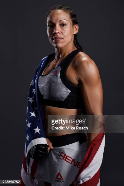 Marion Reneau poses for a portrait backstage after her victory over Sara McMann during the UFC Fight Night event at Amway Center on February 24, 2018...