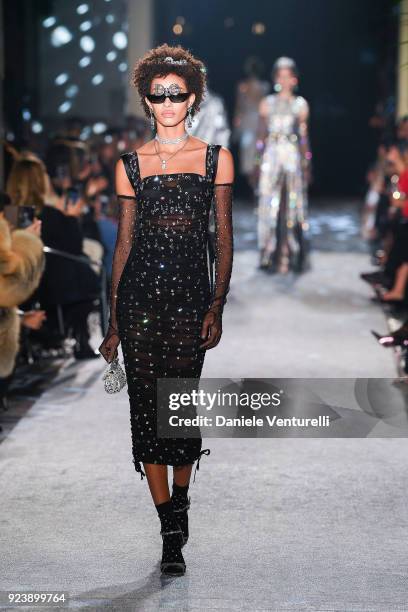 Samile Bermannelli walks the runway at the Dolce & Gabbana show during Milan Fashion Week Fall/Winter 2018/19 on February 24, 2018 in Milan, Italy.