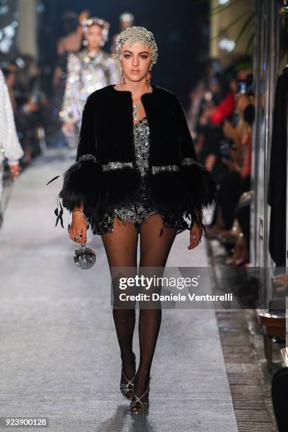 Lily Moncreiffe walks the runway at the Dolce & Gabbana show during Milan Fashion Week Fall/Winter 2018/19 on February 24, 2018 in Milan, Italy.