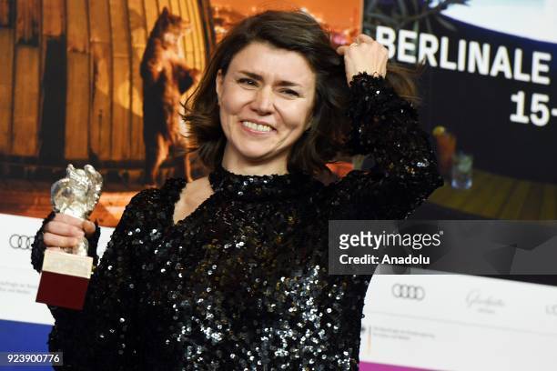 Director Monika Szumowska shows Grand Jury Prize silver bear for her film 'Twarz' during the 68th edition of the International Film Festival Berlin,...