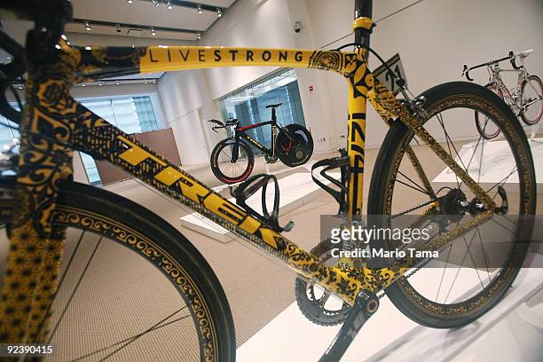 Lance Armstrong Trek bike designed by artist Shepard Fairey is seen at Sotheby�s October 27, 2009 in New York City. Seven Trek bikes used by Lance...