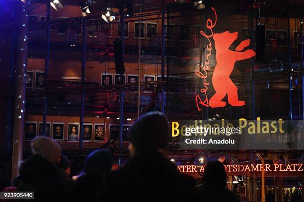 People arrive for the 68th annual Berlin International Film Festival , in Berlin,at the Berlinale Palast in Berlin, Germany on February 24, 2018.