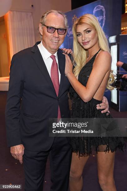 Werner Mang and Giuliana Farfalla attend the Miss Germany Contest Final 2018 on February 25, 2018 in Rust, Germany.