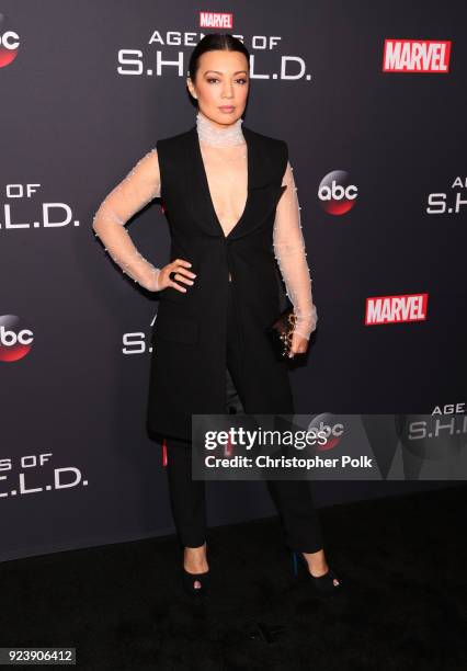 Ming-Na Wen attends the 100th episode celebration of ABC's "Marvel's Agents of S.H.I.E.L.D." at OHM Nightclub on February 24, 2018 in Hollywood,...