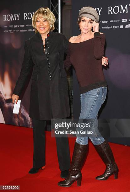 Actress Anouschka Renzi and singer Judy Winter attend the premiere of "Romy" at the Delphi cinema on October 27, 2009 in Berlin, Germany.