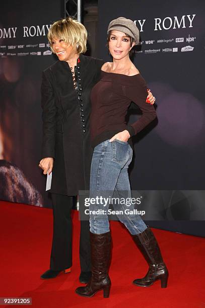 Actress Anouschka Renzi and singer Judy Winter attend the premiere of "Romy" at the Delphi cinema on October 27, 2009 in Berlin, Germany.