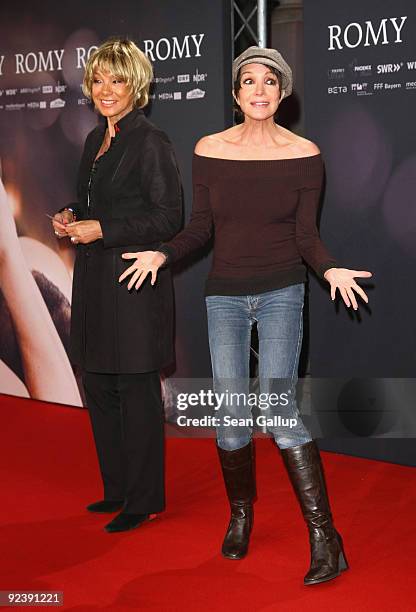 Actress Anouschka Renzi and singer Judy Winter attend the premiere of "Romy" at the Delphi cinema on October 27, 2009 in Berlin, Germany.