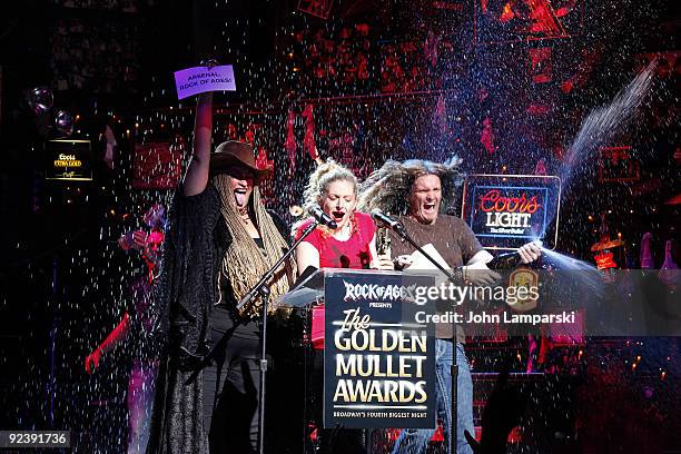 Michelle mais, Lauren Molina and Joel Hoekstra attends the 2009 Golden Mullet Awards at Brooks Atkinson Theatre on October 26, 2009 in New York City.