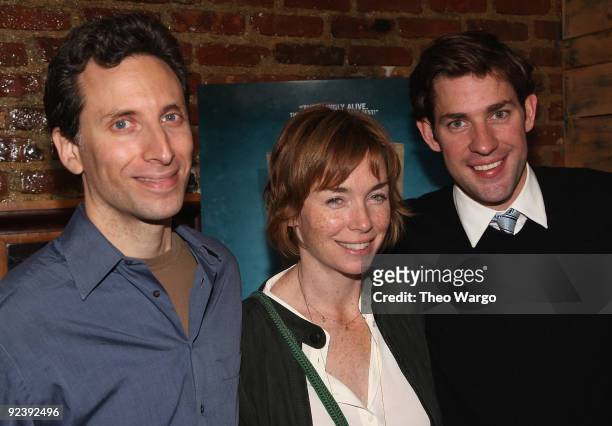 Actor Ben Shenkman, actress Julianne Nicholson, actor/director John Krasinski attend the "Brief Interviews with Hideous Men" opening night party at...