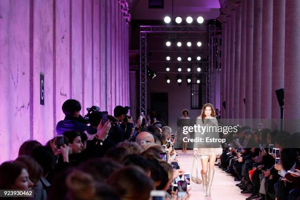 Atmosphere at the Blumarine show during Milan Fashion Week Fall/Winter 2018/19 on February 23, 2018 in Milan, Italy.