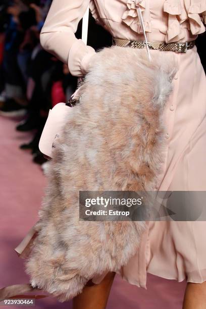 Clothing detail at the Blumarine show during Milan Fashion Week Fall/Winter 2018/19 on February 23, 2018 in Milan, Italy.