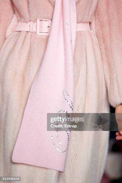 Clothing detail at the Blumarine show during Milan Fashion Week Fall/Winter 2018/19 on February 23, 2018 in Milan, Italy.