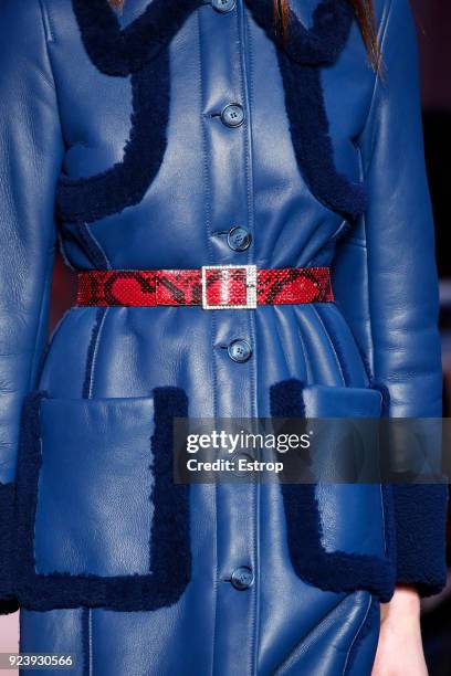 Clothing detail at the Blumarine show during Milan Fashion Week Fall/Winter 2018/19 on February 23, 2018 in Milan, Italy.