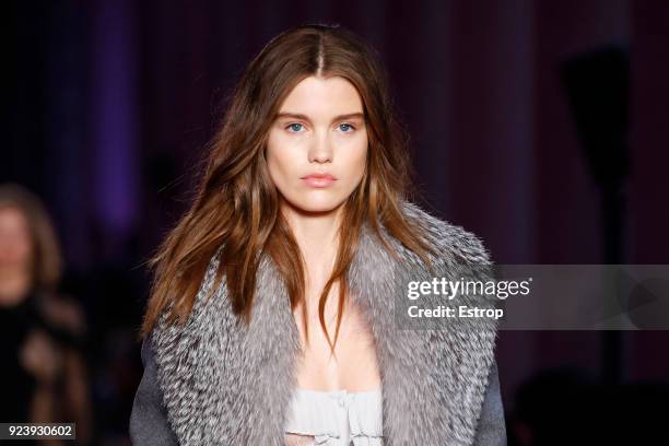 Head Shot detail at the Blumarine show during Milan Fashion Week Fall/Winter 2018/19 on February 23, 2018 in Milan, Italy.