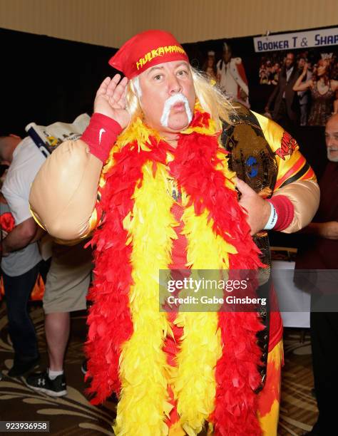 Danny Church of California, dressed as Hulk Hogan, attends Vegas Toy Con at the Circus Circus Las Vegas on February 24, 2018 in Las Vegas, Nevada.