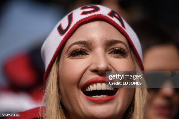 President Donald Trump's daughter and senior White House adviser Ivanka Trump watches the men's four-man bobsleigh event of the Pyeongchang Winter...