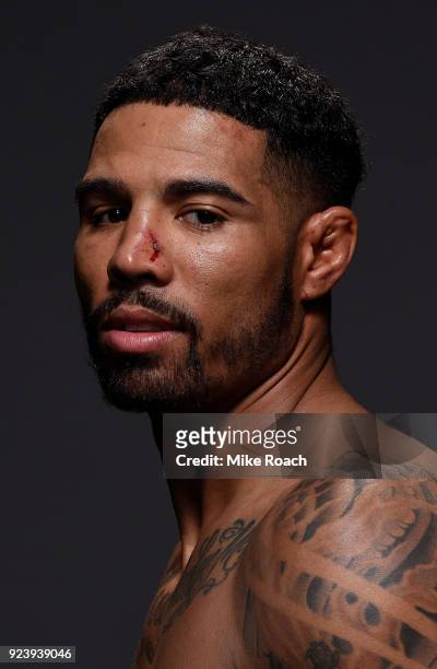 Max Griffin poses for a portrait backstage after his victory over Mike Perry during the UFC Fight Night event at Amway Center on February 24, 2018 in...