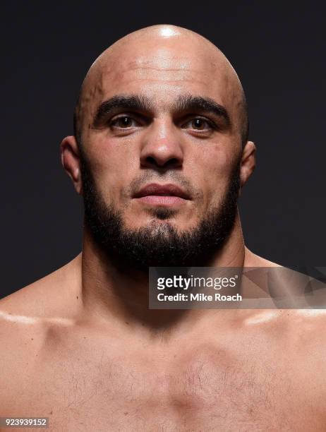 Ilir Latifi of Sweden poses for a portrait backstage after his victory over Ovince Saint Preux during the UFC Fight Night event at Amway Center on...