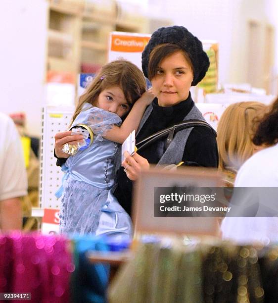 Katie Holmes and Suri Cruise go Halloween shopping at Jo-Ann Fabrics & Crafts on October 26, 2009 in Burlington, Massachusetts.