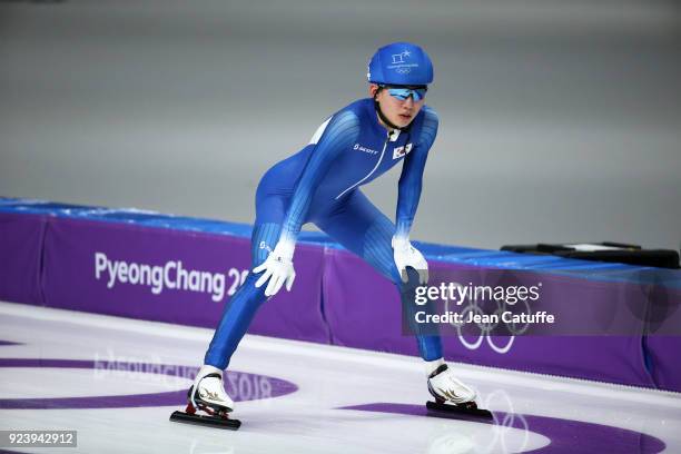 Jaewon Chung of Korea during the Speed Skating Men's Mass Start Semifinal 2 on day fifteen of the PyeongChang 2018 Winter Olympic Games at Gangneung...