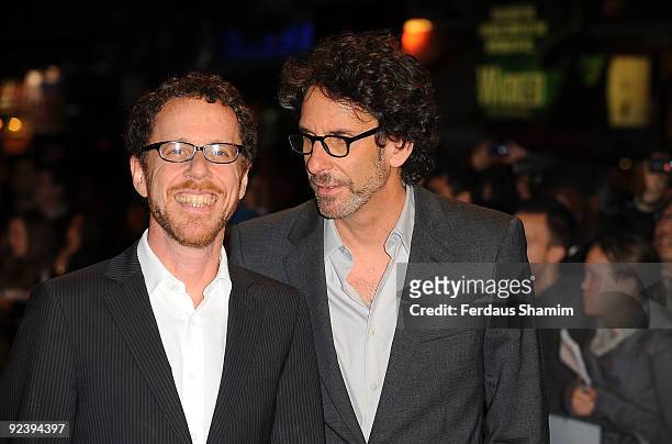 Directors Ethan Coen and Joel Coen attend the screening of 'A Serious Man' during The Times BFI London Film Festival at Vue West End on October 27,...