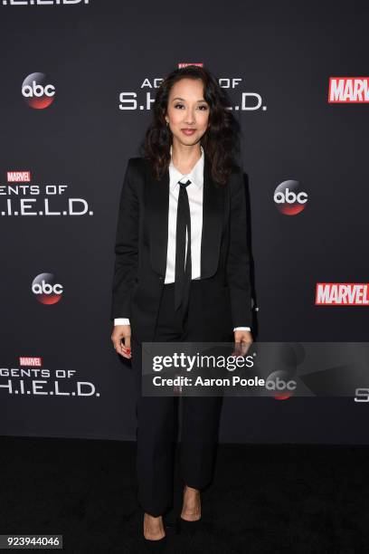 The Cast and Executive Producers of Walt Disney Television via Getty Images's "Marvel's Agents of S.H.I.E.L.D." celebrate its milestone 100th episode...