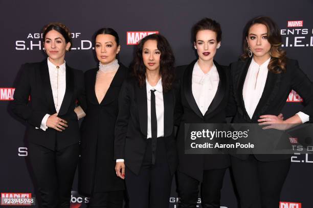 The Cast and Executive Producers of Walt Disney Television via Getty Images's "Marvel's Agents of S.H.I.E.L.D." celebrate its milestone 100th episode...