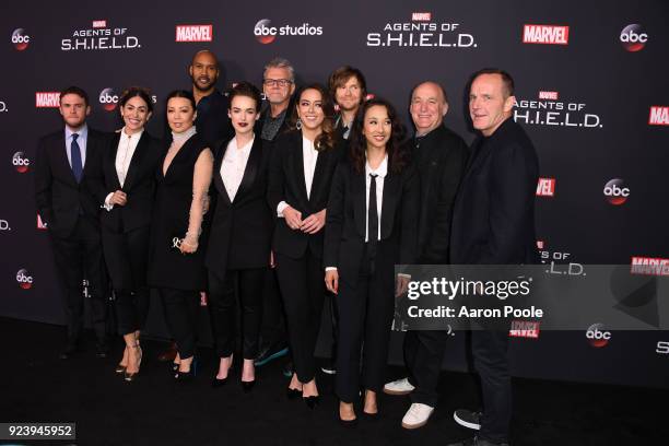 The Cast and Executive Producers of Walt Disney Television via Getty Images's "Marvel's Agents of S.H.I.E.L.D." celebrate its milestone 100th episode...