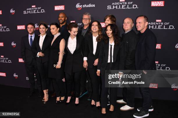 The Cast and Executive Producers of Walt Disney Television via Getty Images's "Marvel's Agents of S.H.I.E.L.D." celebrate its milestone 100th episode...