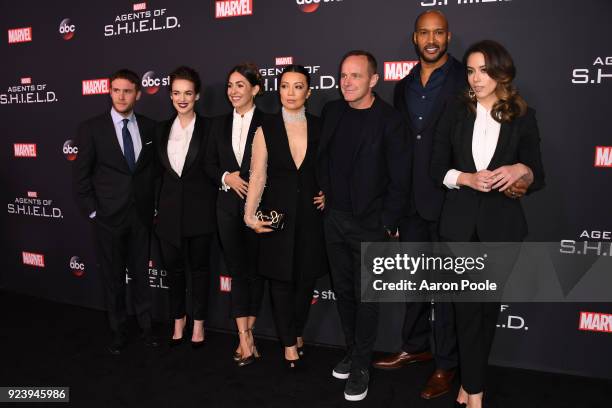 The Cast and Executive Producers of Walt Disney Television via Getty Images's "Marvel's Agents of S.H.I.E.L.D." celebrate its milestone 100th episode...