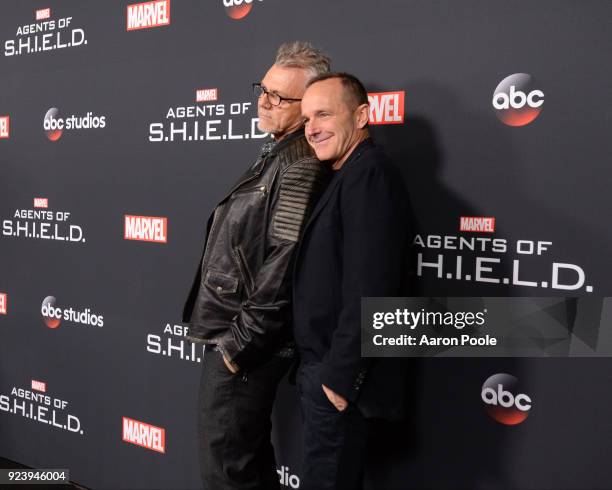 The Cast and Executive Producers of Walt Disney Television via Getty Images's "Marvel's Agents of S.H.I.E.L.D." celebrate its milestone 100th episode...