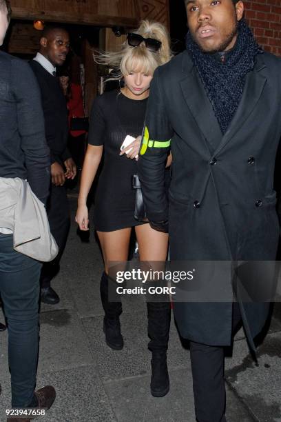 Lottie Moss leaving Mahiki nightclub Kensington on February 24, 2018 in London, England.